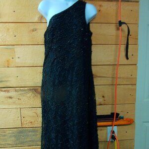 NWT- Black Sequin Cocktail Dress/Formal Full Length Sz Lg- Chest 18"